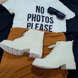 Lace Up Block Heeled Booties- NWOT